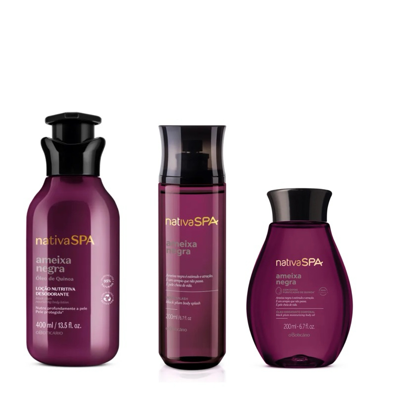 Kit Nativa SPA Ameixa Negra — Loção + Body Splash + Óleo